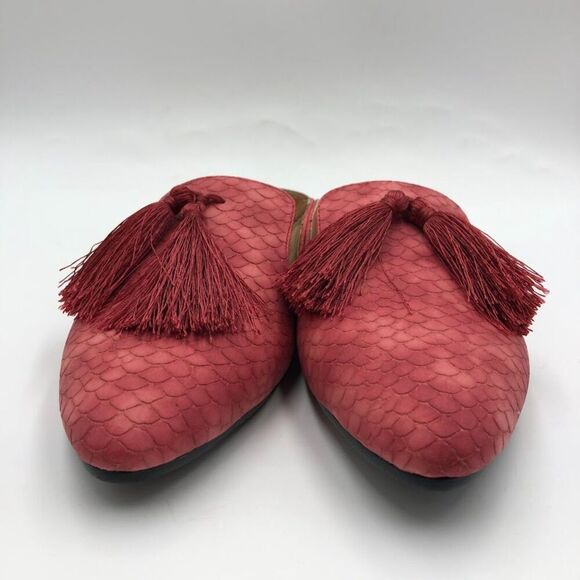 Mark Jenkins Women's Pink Slip on Mules Tasseled 7/37 Pointed Toe Flats Comfort - Picture 7 of 13